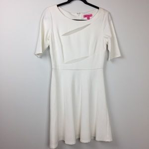 Betsey Johnson Ivory Skater Dress Mesh Inserts 6